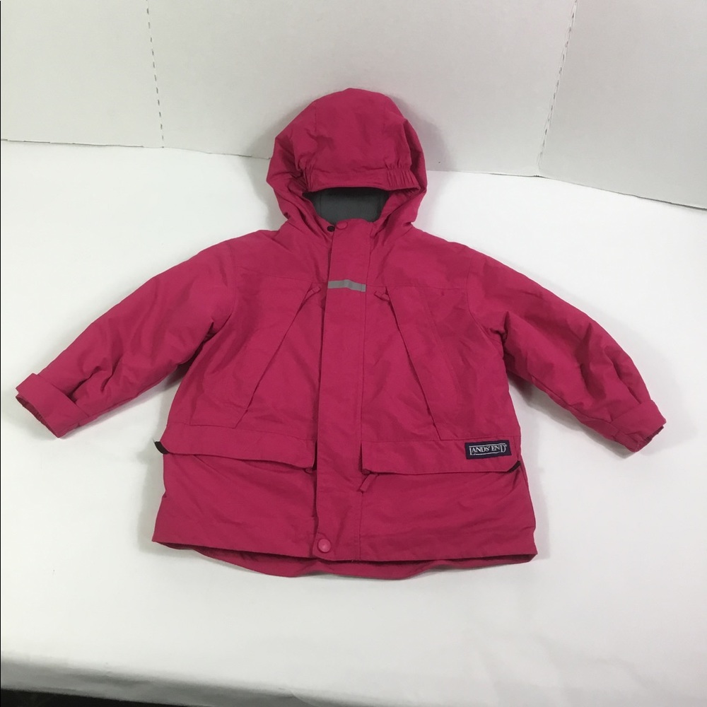 Lands End kids Coat Pink Size S zip up snap